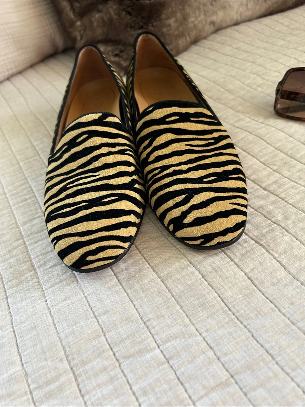 Vionic willa tiger striped classic suede leather loafer comfort flats 8.5